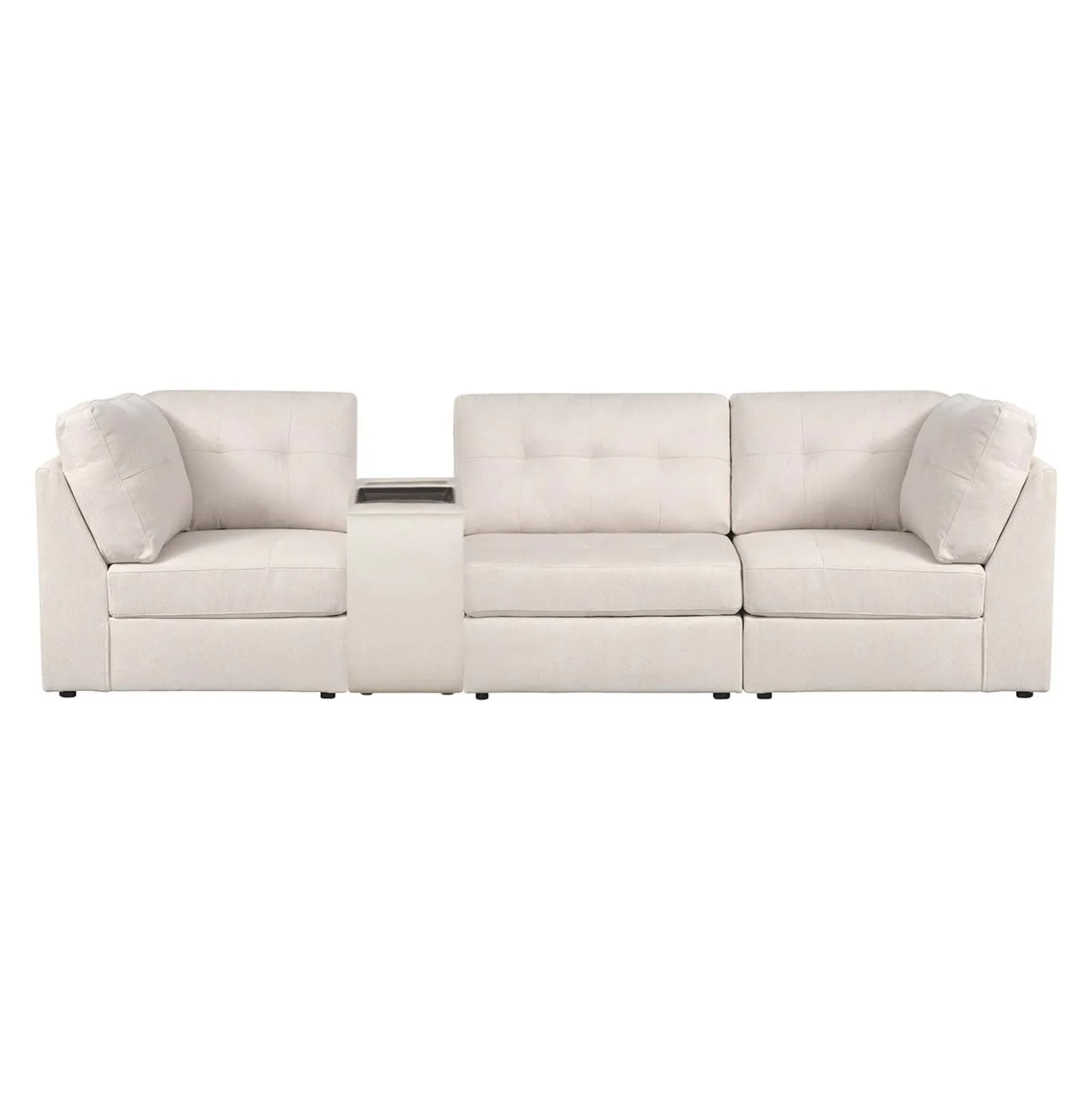 Sofa modulaire beige avec console - 4 mcx
