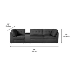 Sofa modulaire gris avec console - 4 mcx