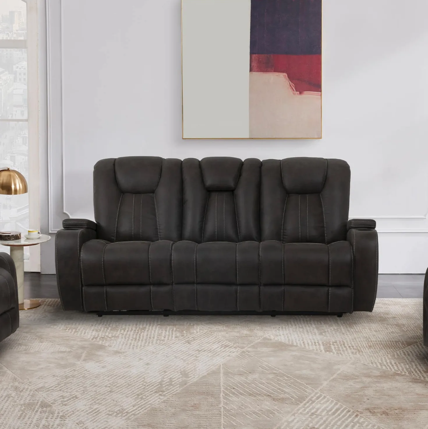 Sofa modulaire inclinable avec dossier rabattable et porte-gobelets - 3 mcx