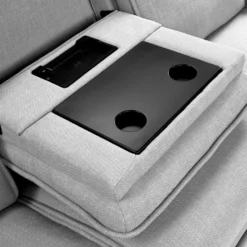 Sofa modulaire inclinable électrique, appuis-tête ajustables, console avec système audio et 2 sièges avec dossiers rabattables - 5 mcx