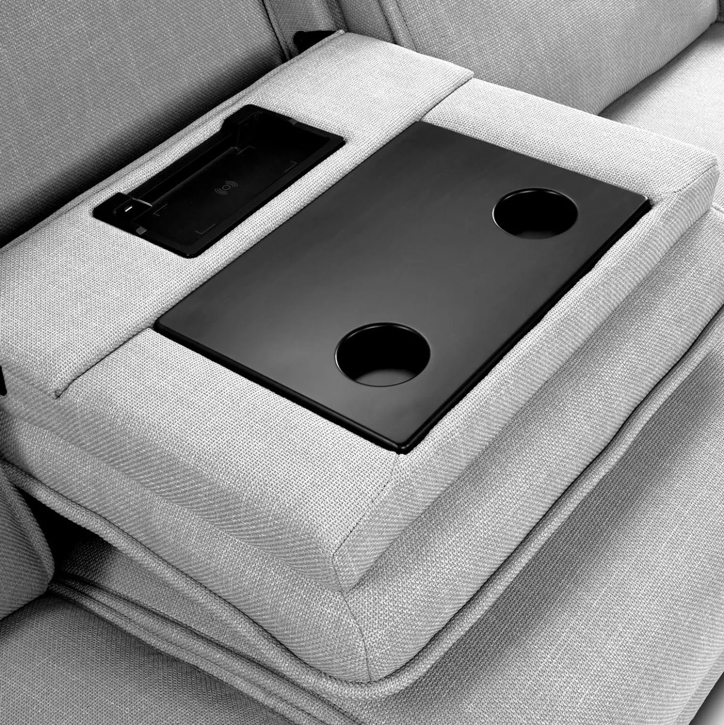 Sofa modulaire inclinable électrique, appuis-tête ajustables, console avec système audio et siège avec dossier rabattable - 4 mcx