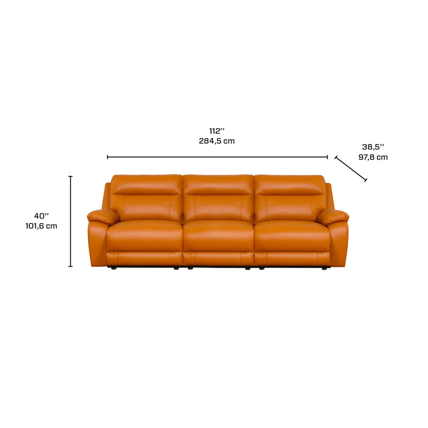 Sofa modulaire inclinable électrique en cuir véritable - 3 mcx