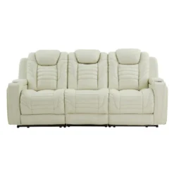 Sofa modulaire inclinable électrique en cuir véritable avec appui-têtes ajustables, dossier rabattable et éclairage DEL – 3 mcx