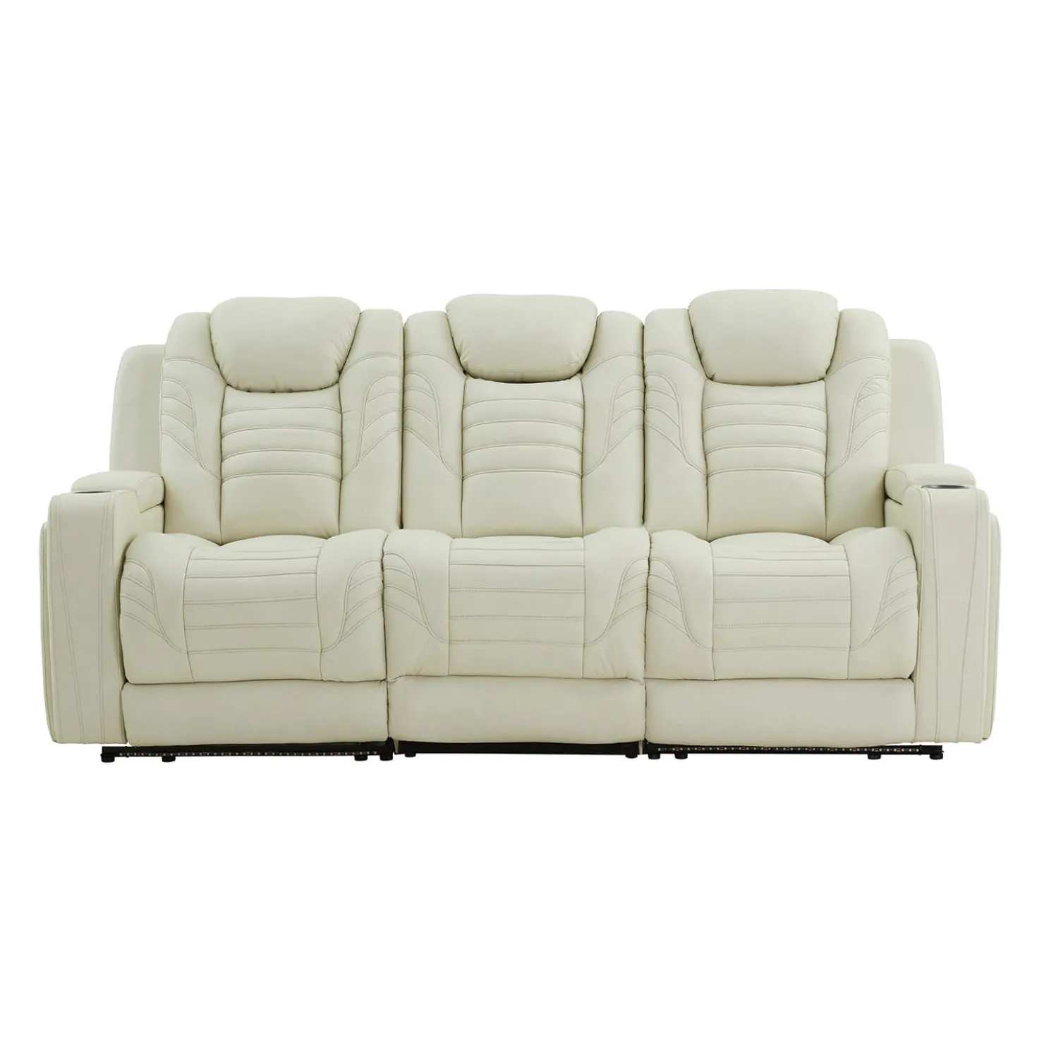 Sofa modulaire inclinable électrique en cuir véritable avec appui-têtes ajustables, dossier rabattable et éclairage DEL – 3 mcx