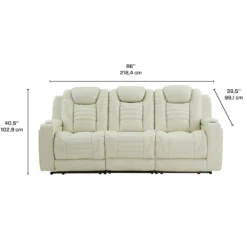 Sofa modulaire inclinable électrique en cuir véritable avec appui-têtes ajustables, dossier rabattable et éclairage DEL – 3 mcx