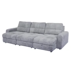 Sofa modulaire électrique avec 2 sièges coulissants et chaise longue à droite avec rangement - 3 mcx