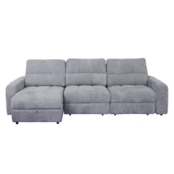 Sofa modulaire électrique avec 2 sièges coulissants et chaise longue à gauche avec rangement - 3 mcx