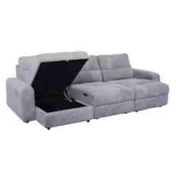 Sofa modulaire électrique avec 2 sièges coulissants et chaise longue à gauche avec rangement - 3 mcx