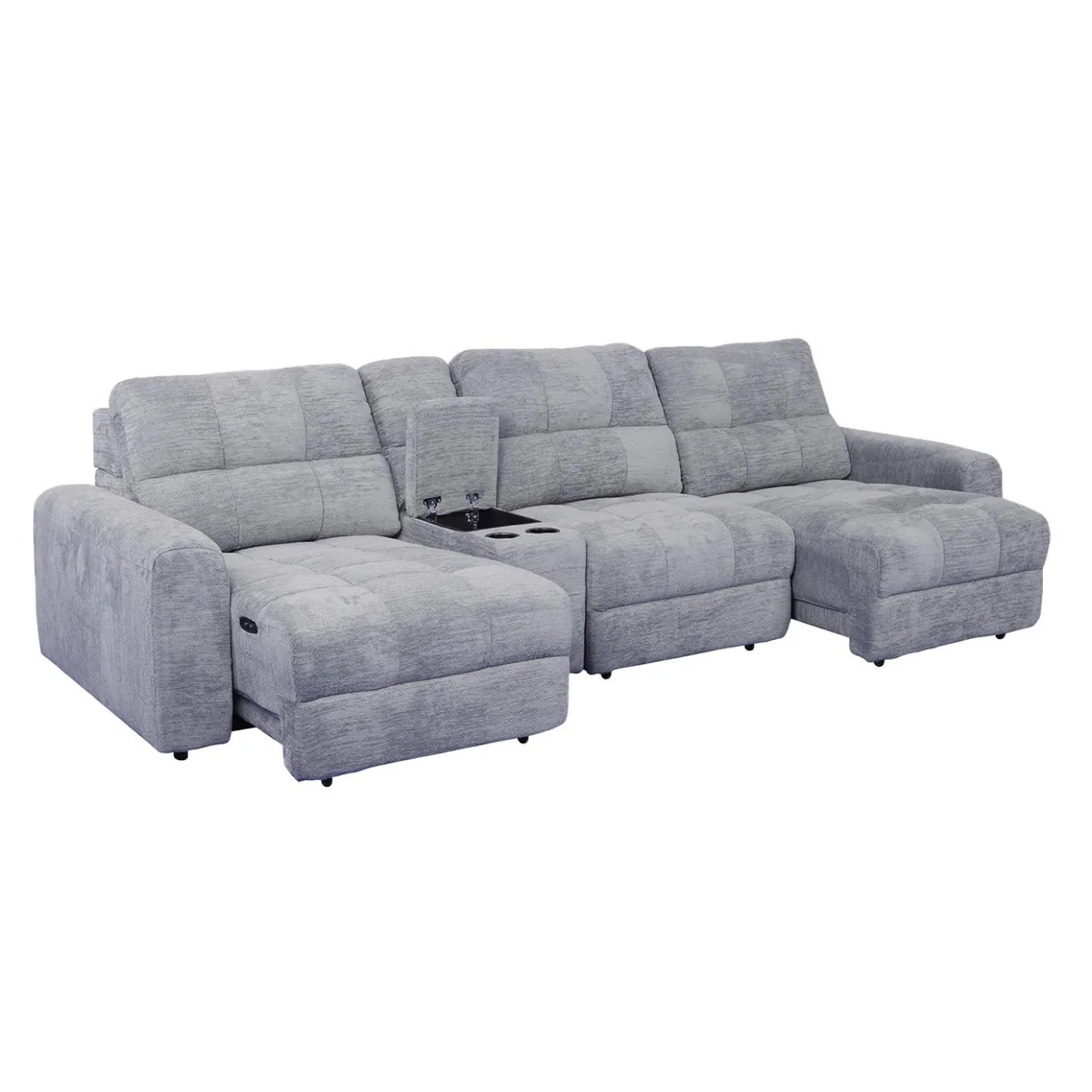 Sofa modulaire électrique avec 2 sièges coulissants et console - 4 mcx