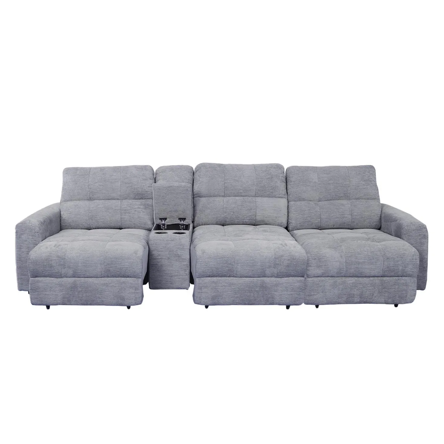 Sofa modulaire électrique avec sièges coulissants et console - 4 mcx