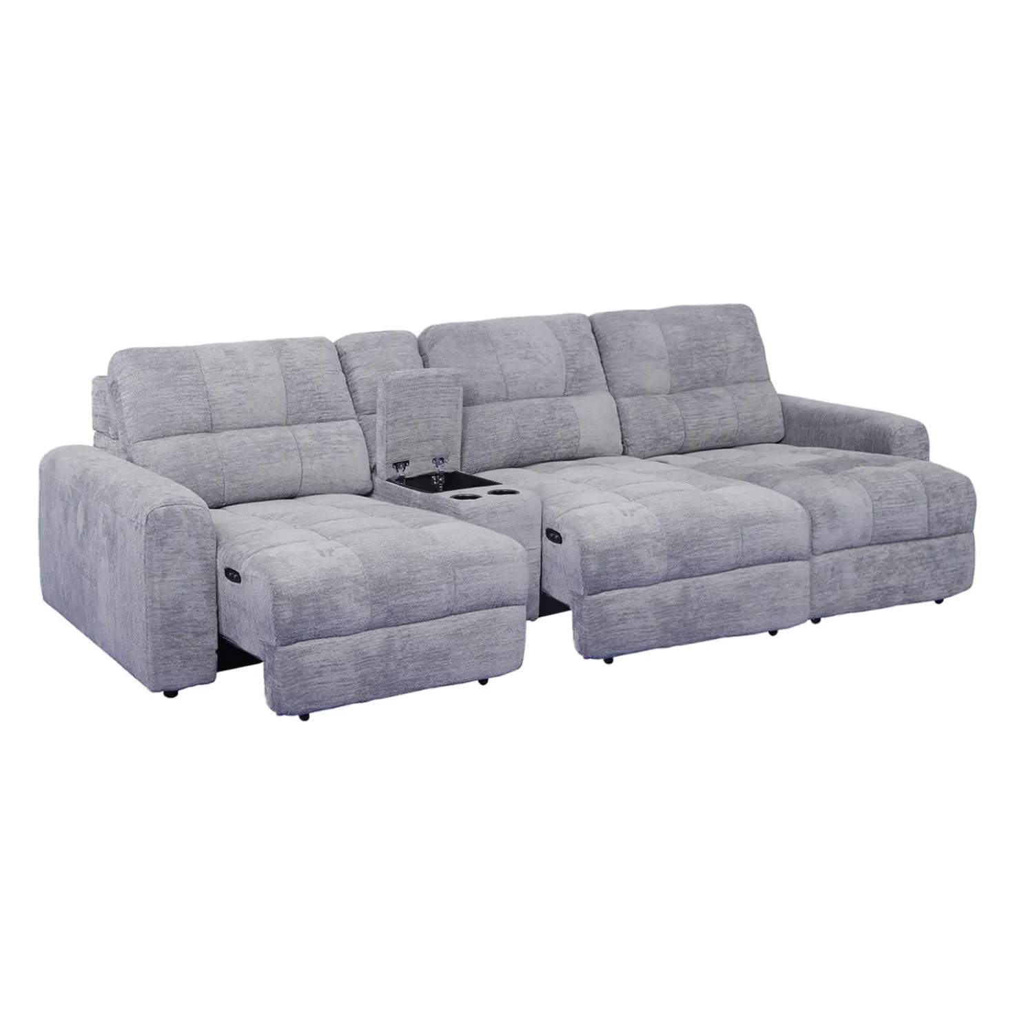 Sofa modulaire électrique avec sièges coulissants et console - 4 mcx