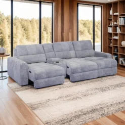 Sofa modulaire électrique avec sièges coulissants et console - 4 mcx