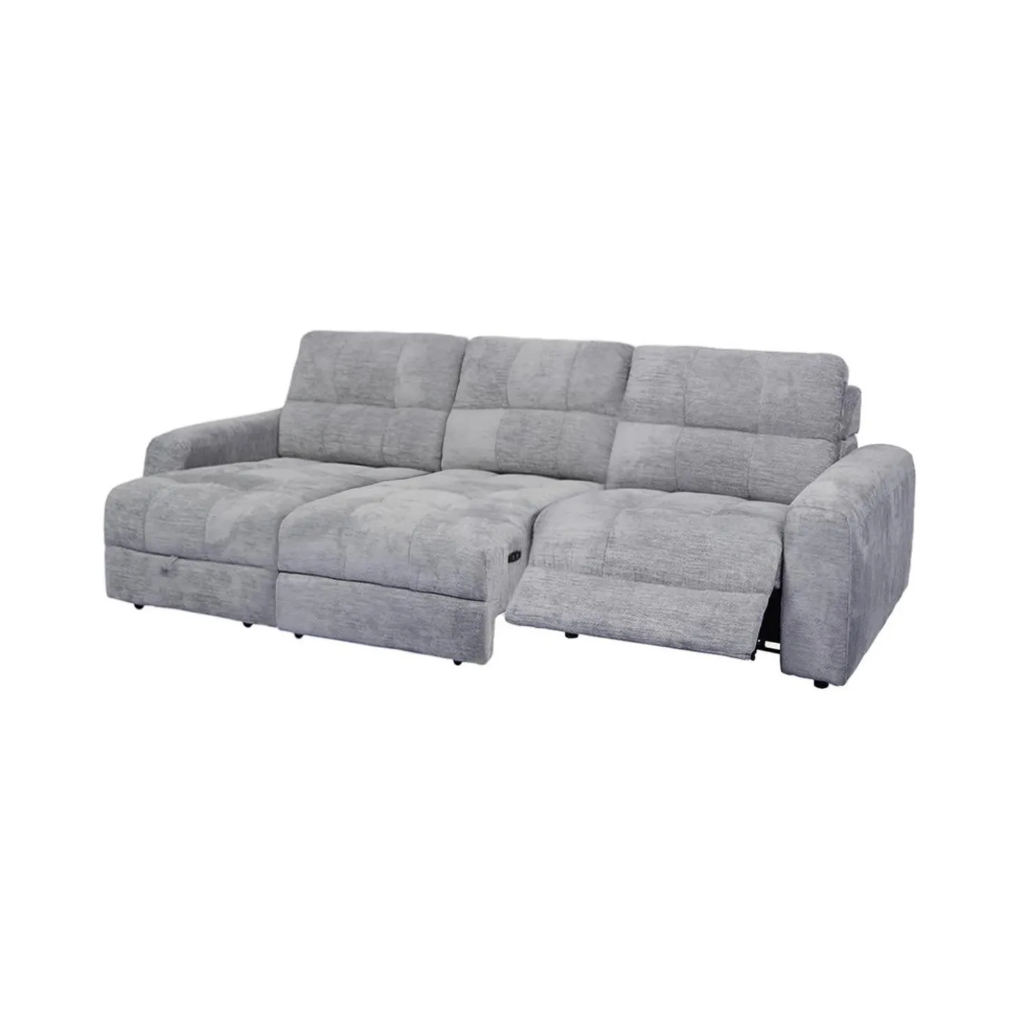 Sofa modulaire électrique inclinable avec 1 siège coulissant et chaise longue - 3 mcx