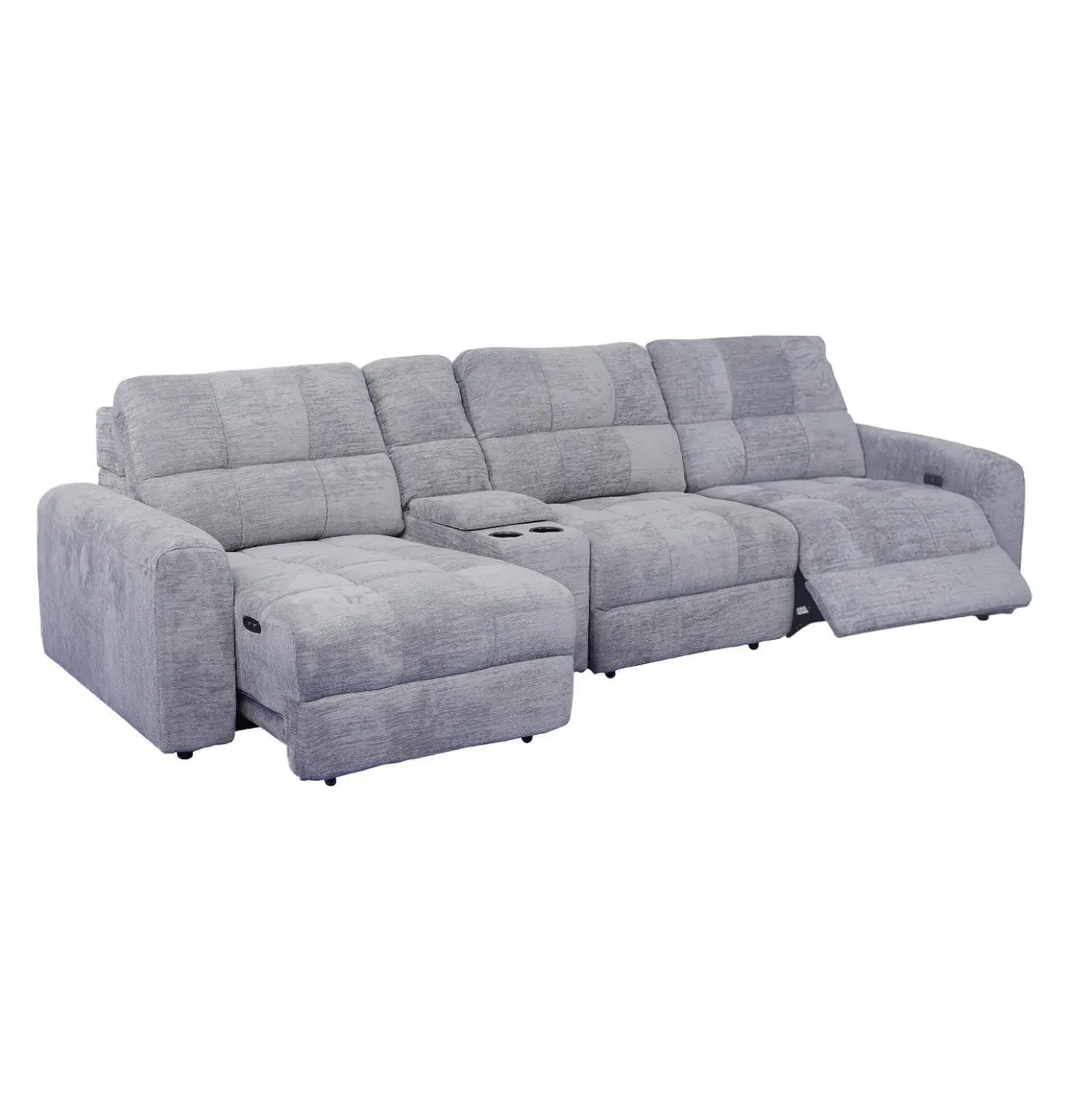 Sofa modulaire électrique inclinable avec 1 siège coulissant et console - 4 mcx