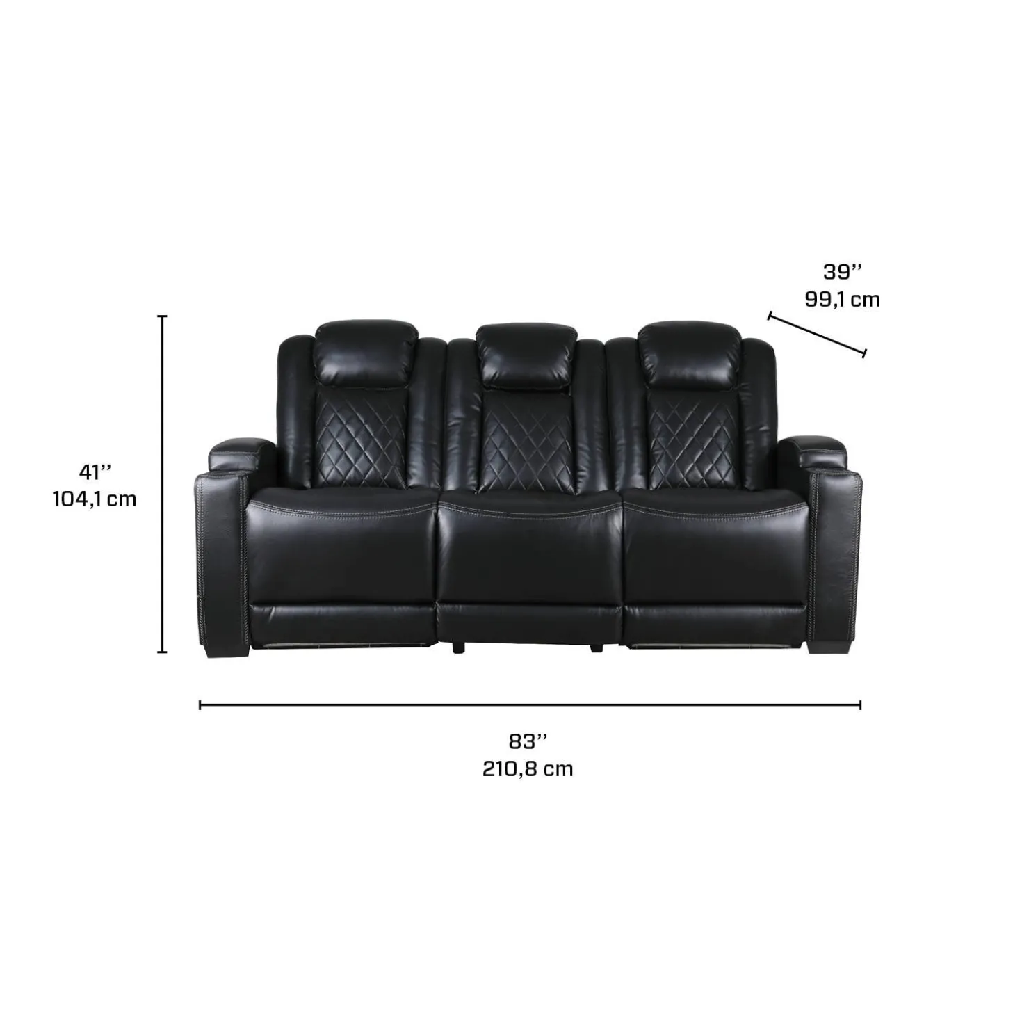 Sofa modulaire électrique inclinable avec dossier rabattable et lumières de lecture - 3 mcx