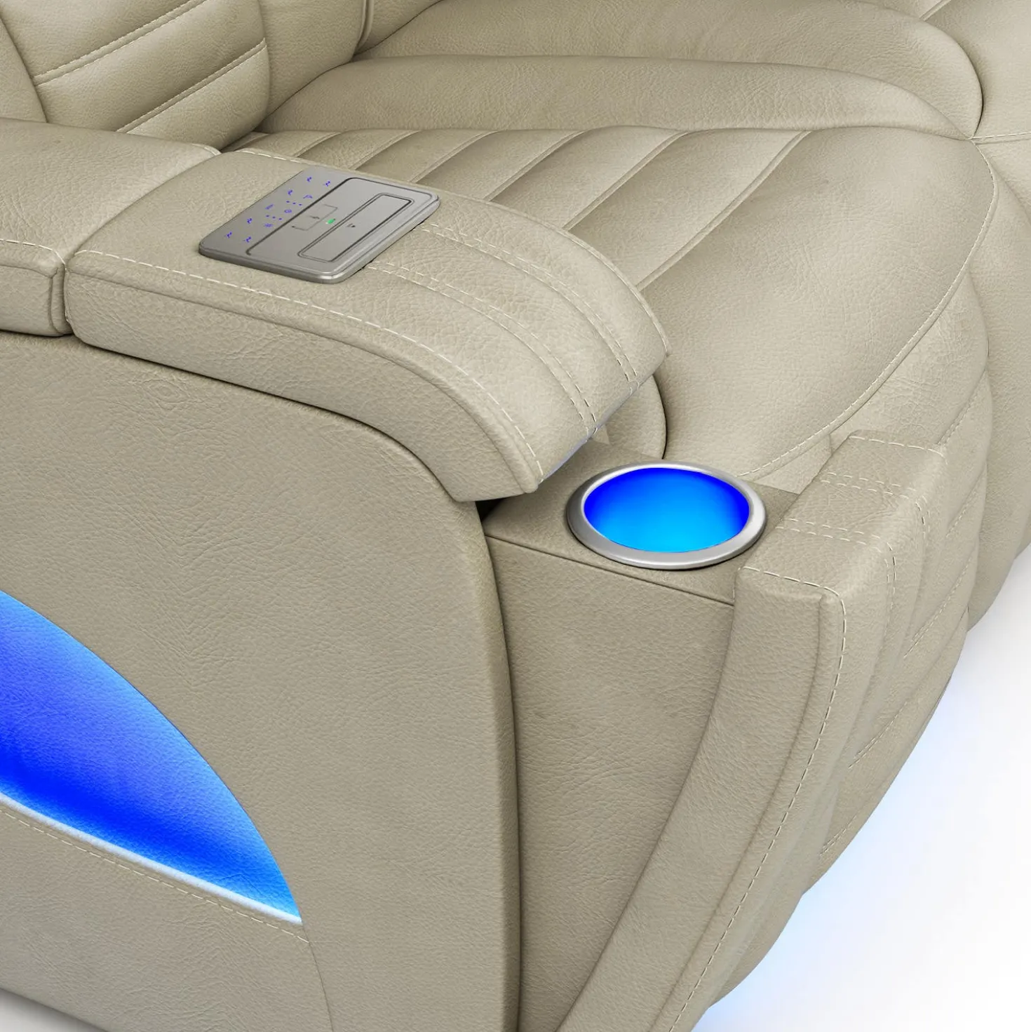 Sofa modulaire électrique inclinable avec massage, chaleur et dossier rabattable - 3 mcx