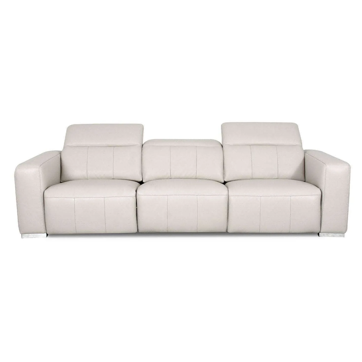 Sofa modulaire électrique inclinable en cuir véritable avec appui-têtes ajustables – 3 mcx