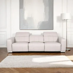 Sofa modulaire électrique inclinable en cuir véritable avec appui-têtes ajustables – 3 mcx