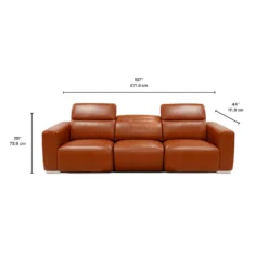 Sofa modulaire électrique inclinable en cuir véritable avec appui-têtes ajustables – 3 mcx