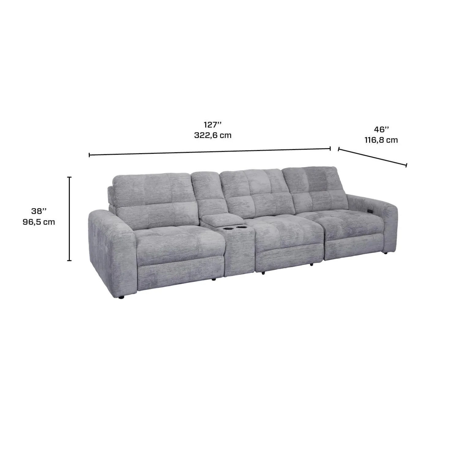 Sofa modulaire électrique inclinable et console - 4 mcx