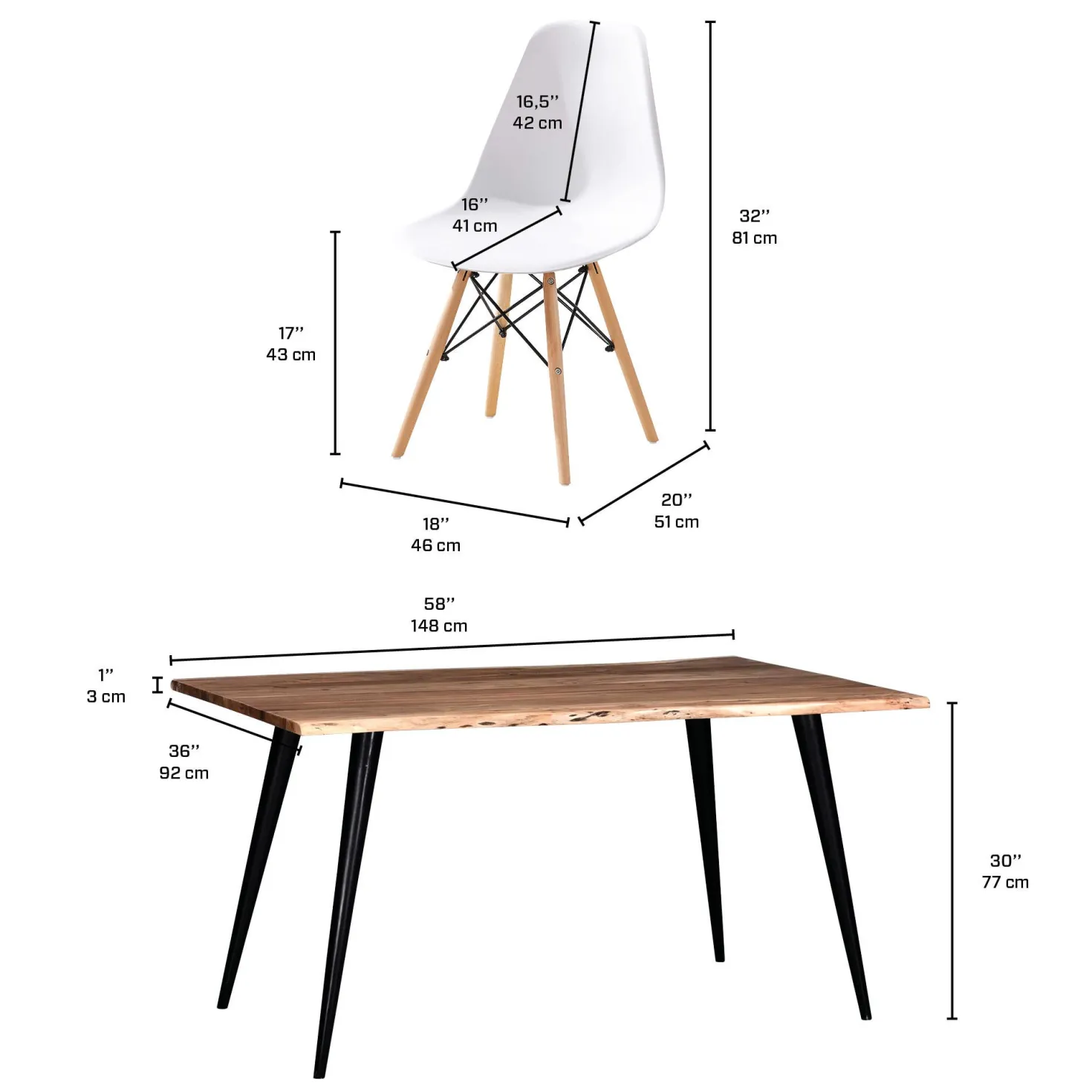 Table avec 4 chaises