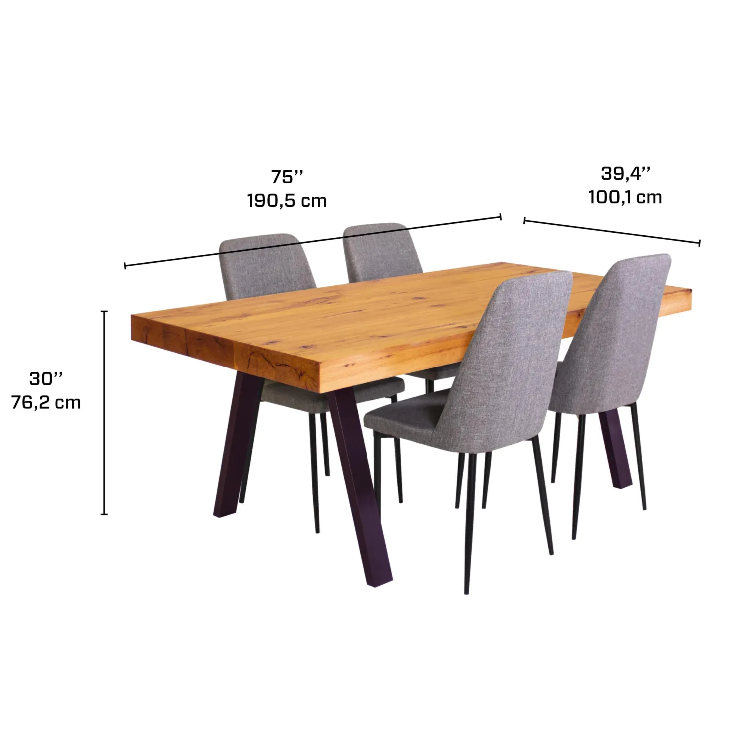 Table avec 4 chaises - gris