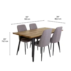 Table avec 4 chaises - gris