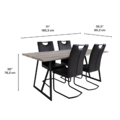 Table avec 4 chaises - noir