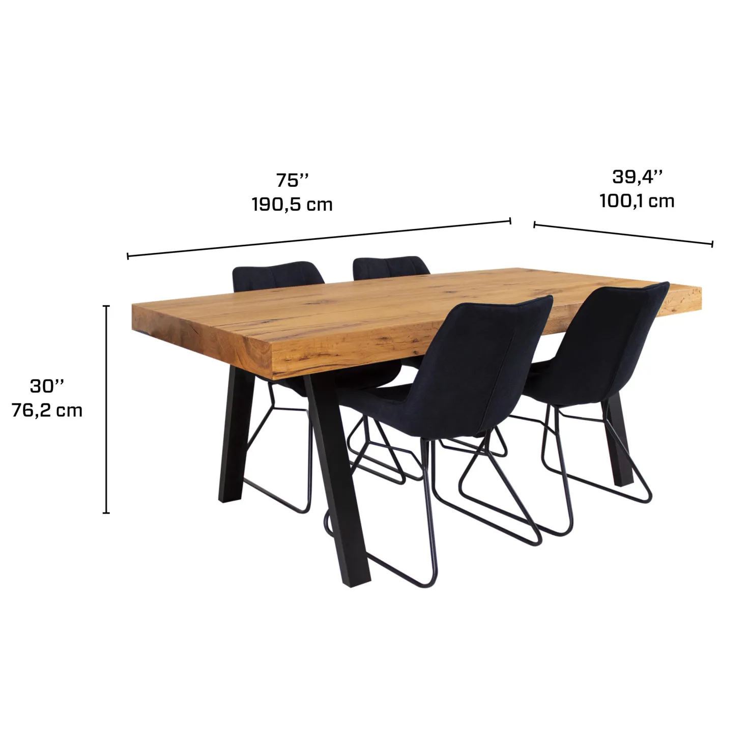 Table avec 4 chaises - noir