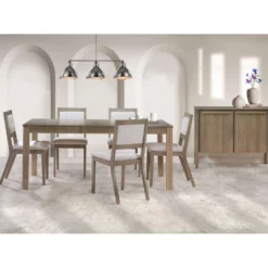 Table avec rallonge (54” à 70”) et 4 chaises - bois cendré
