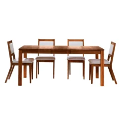 Table avec rallonge (54" à 70") et 4 chaises - brun