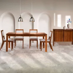 Table avec rallonge (54" à 70") et 4 chaises - brun