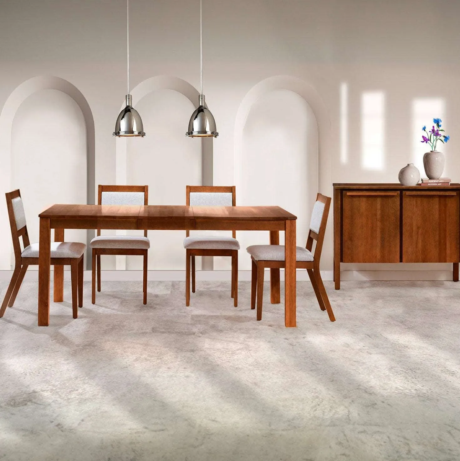 Table avec rallonge (54" à 70") et 4 chaises - brun