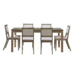 Table avec rallonge (54” à 70”) et 6 chaises - bois cendré