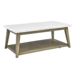 Table à café rectangulaire avec plateau en marbre blanc