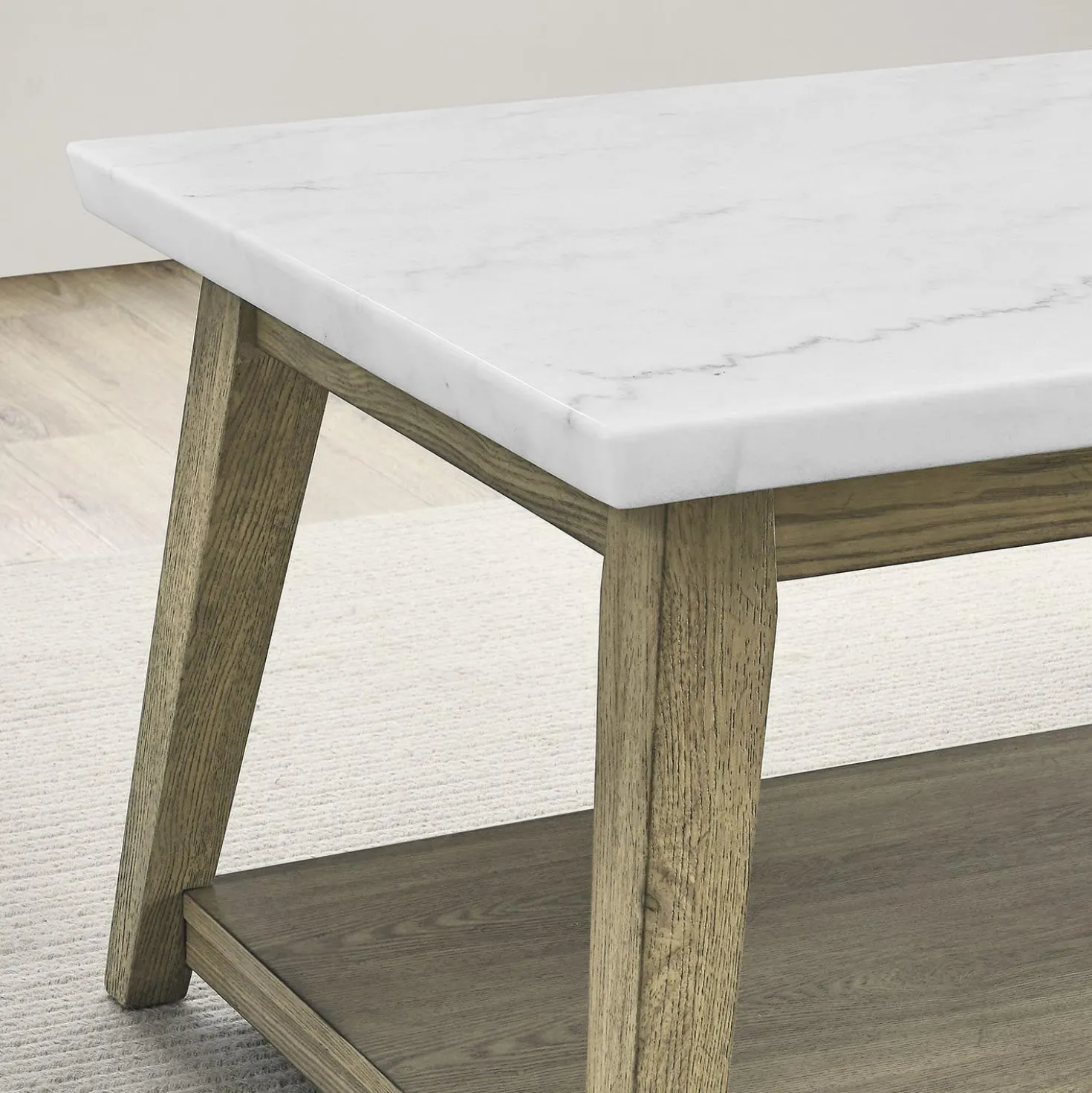 Table à café rectangulaire avec plateau en marbre blanc