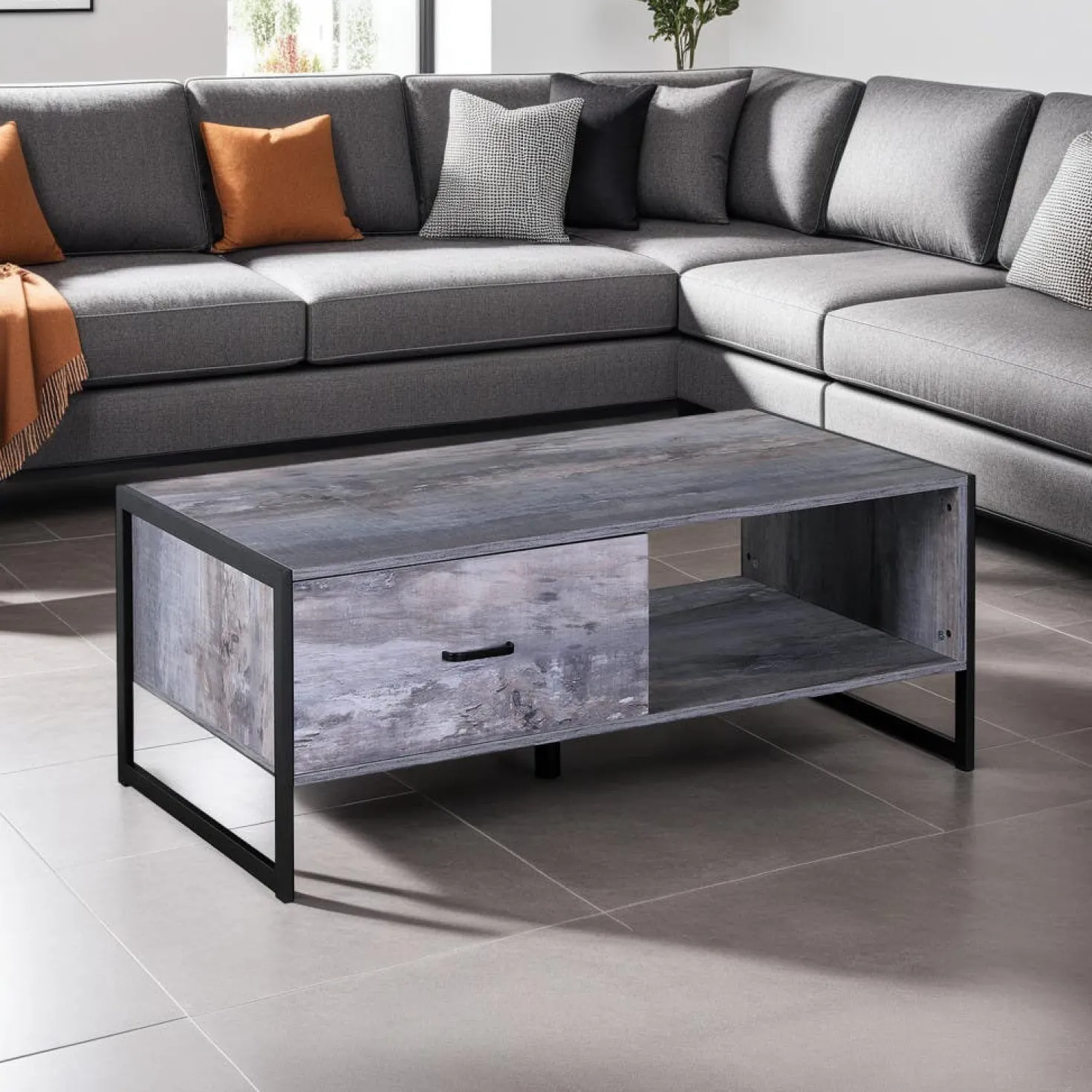 Table à café rectangulaire avec rangement