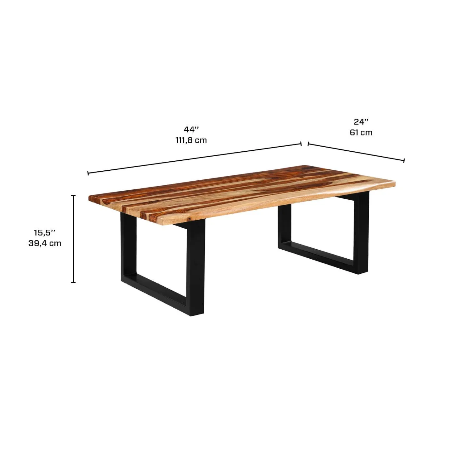 Table à café rectangulaire en bois massif