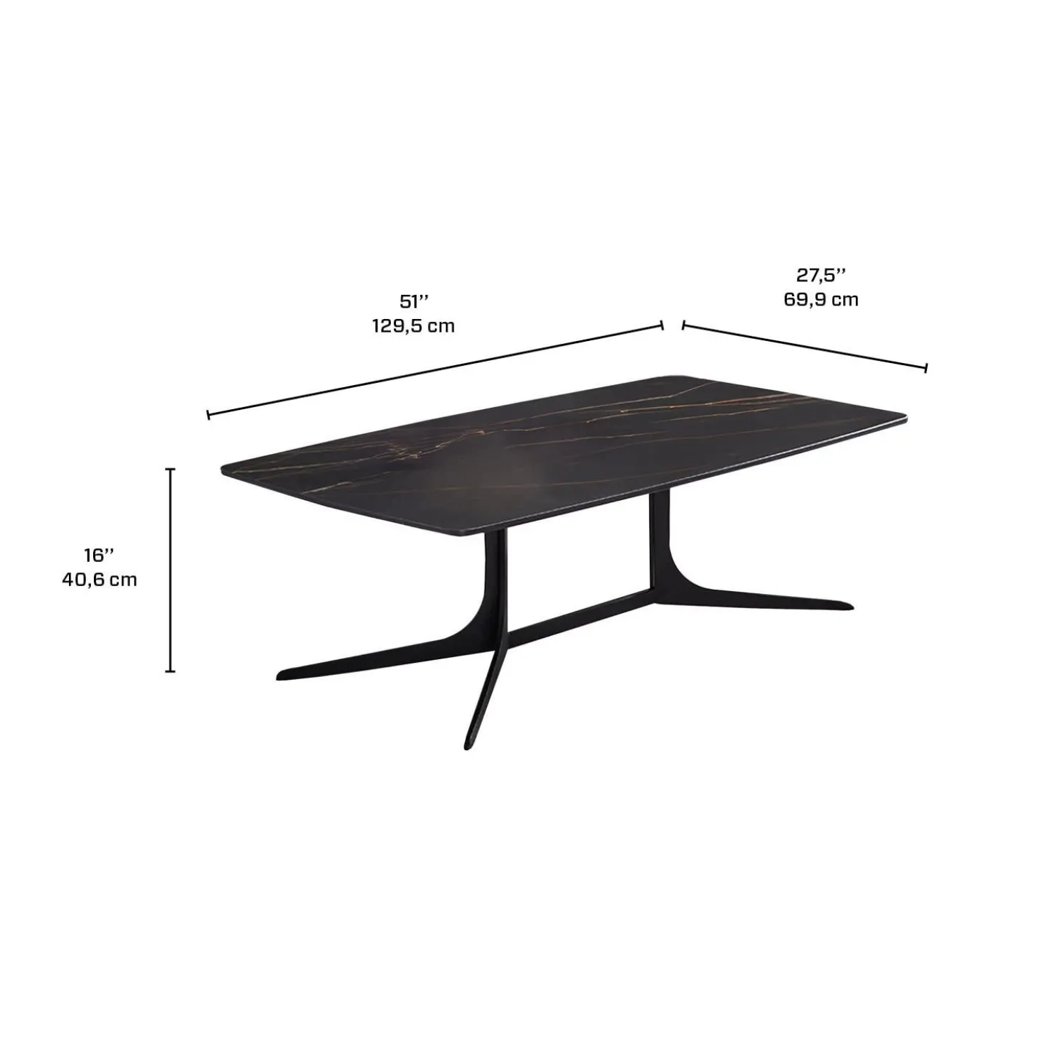 Table à café rectangulaire en pierre sintérisée