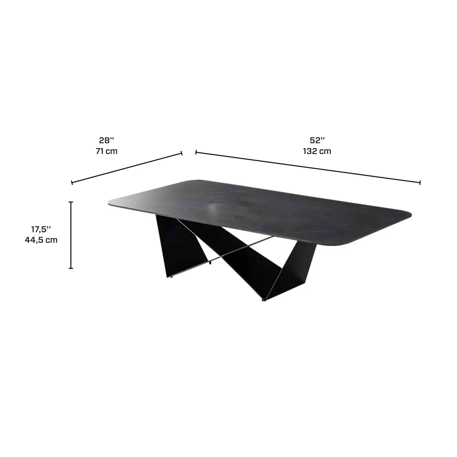 Table à café rectangulaire en pierre sintérisée