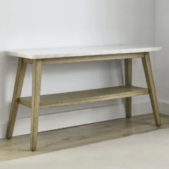 Table console avec plateau en marbre blanc