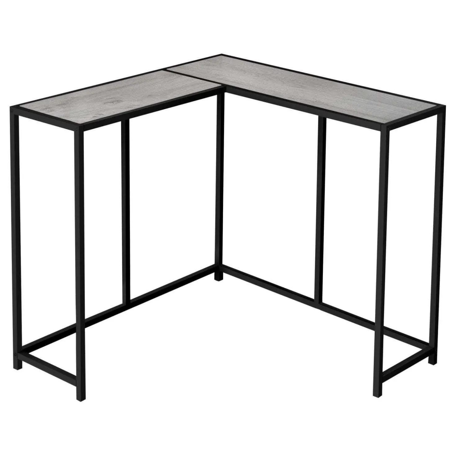 Table console - forme de L, coin, cadre en métal - 36"L - faux bois gris / - Monarch