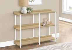 Table console - 3 niveau, étagères, rectangulaire, pieds en métal - 48