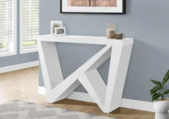 Table console - panneau épais, base asymétrique - 48"L - blanc - Monarch