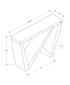 Table console - panneau épais, base asymétrique - 48