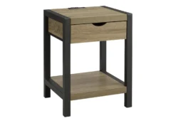 Table d'appoint avec rangement, prise électrique et ports usb - Monarch