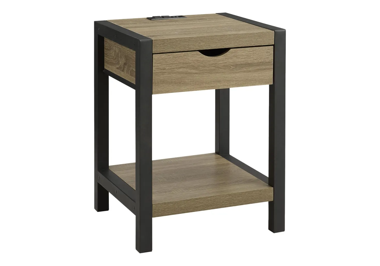 Table d'appoint avec rangement, prise électrique et ports usb - Monarch