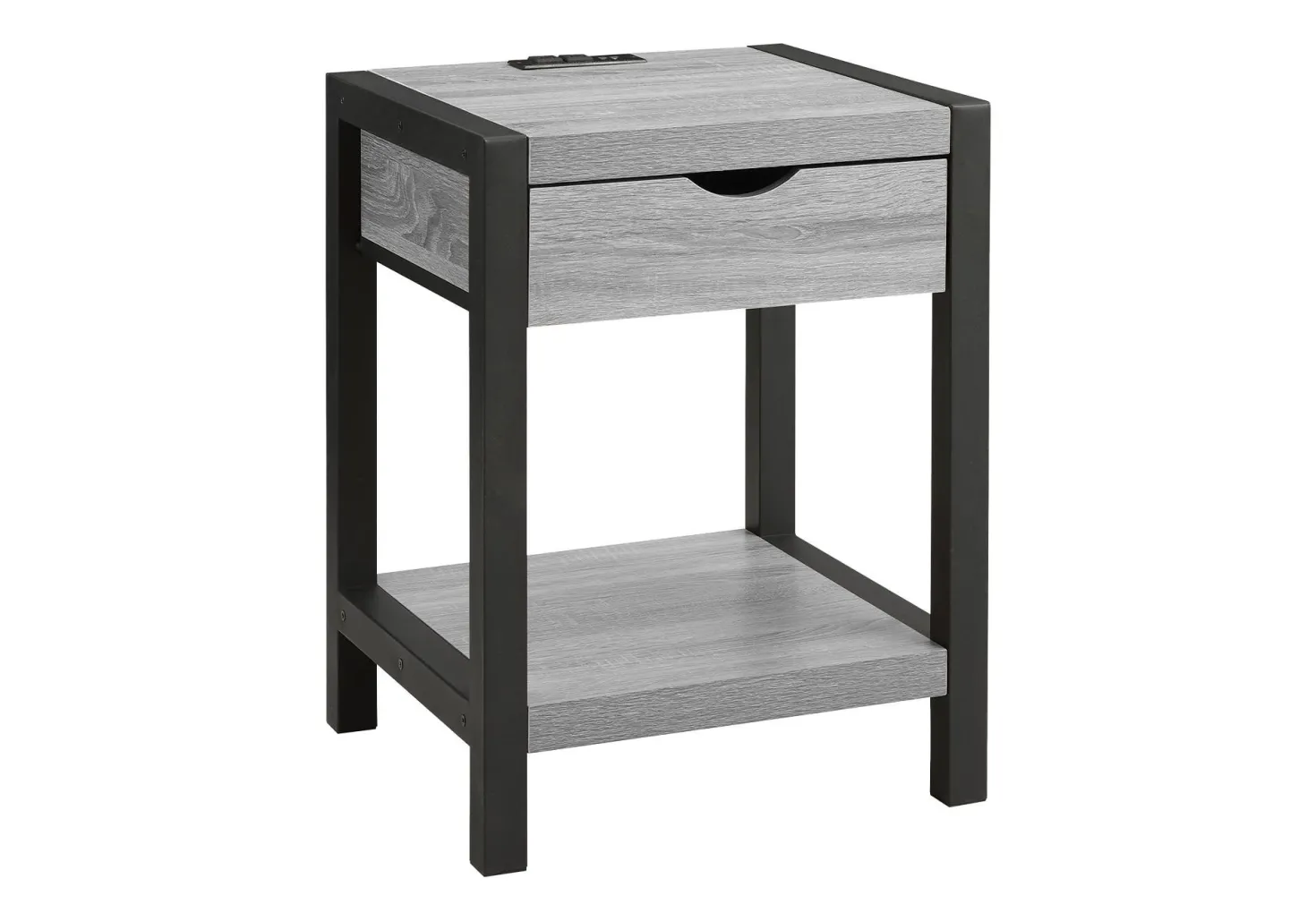 Table d'appoint avec rangement, prise électrique et ports usb - Monarch