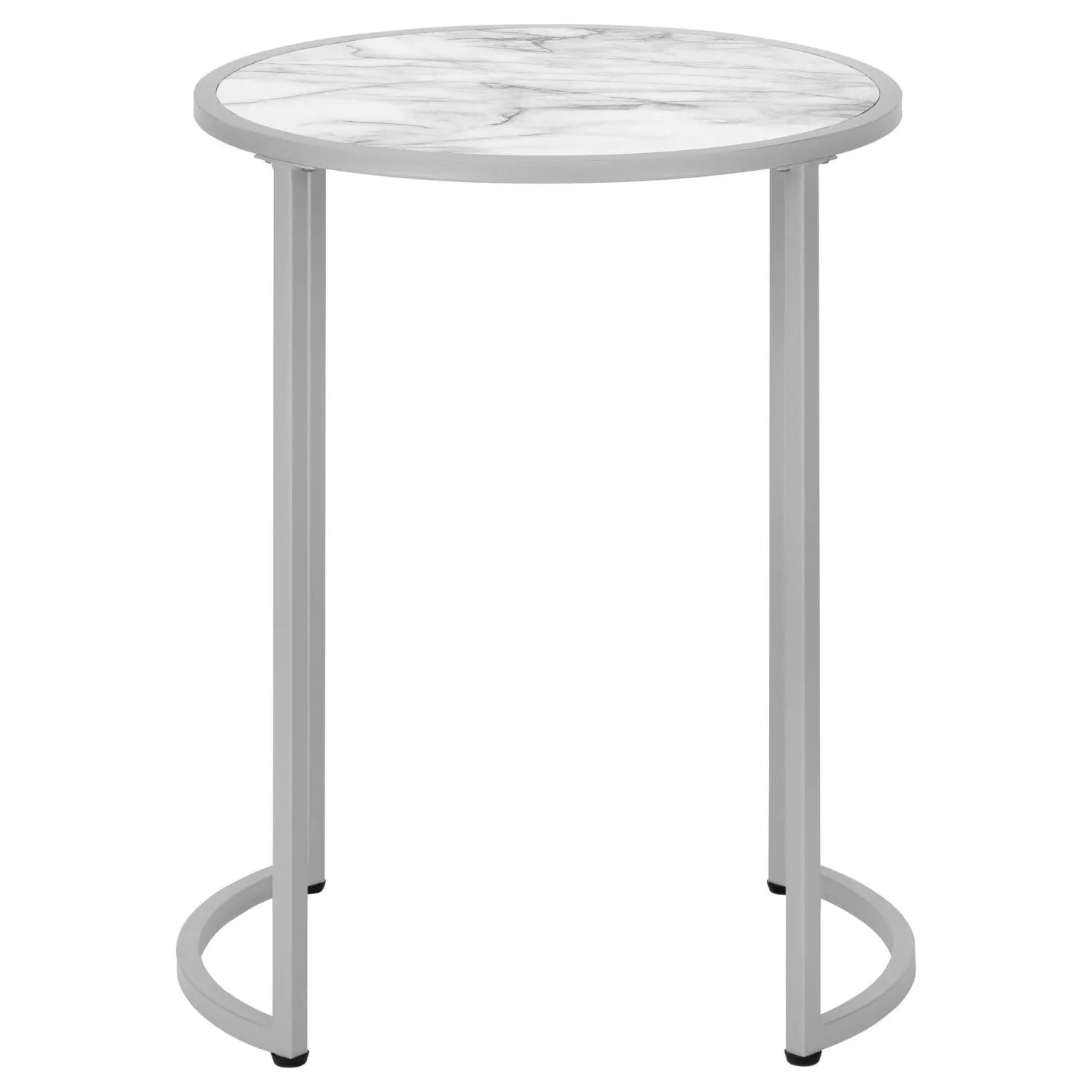 Table d'appoint - base courbe en forme de u, ronde - 24"H - faux marbre blan - Monarch