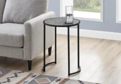 Table d'appoint - base courbe en forme de u, ronde - 24"H - faux pierre gris - Monarch